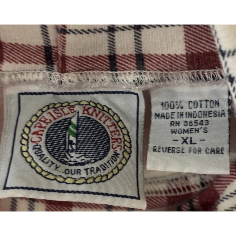 Cape Isle Knitters Top Women's XL Red Green White Plaid Xmas Turtleneck Vintage - Picture 3 of 5